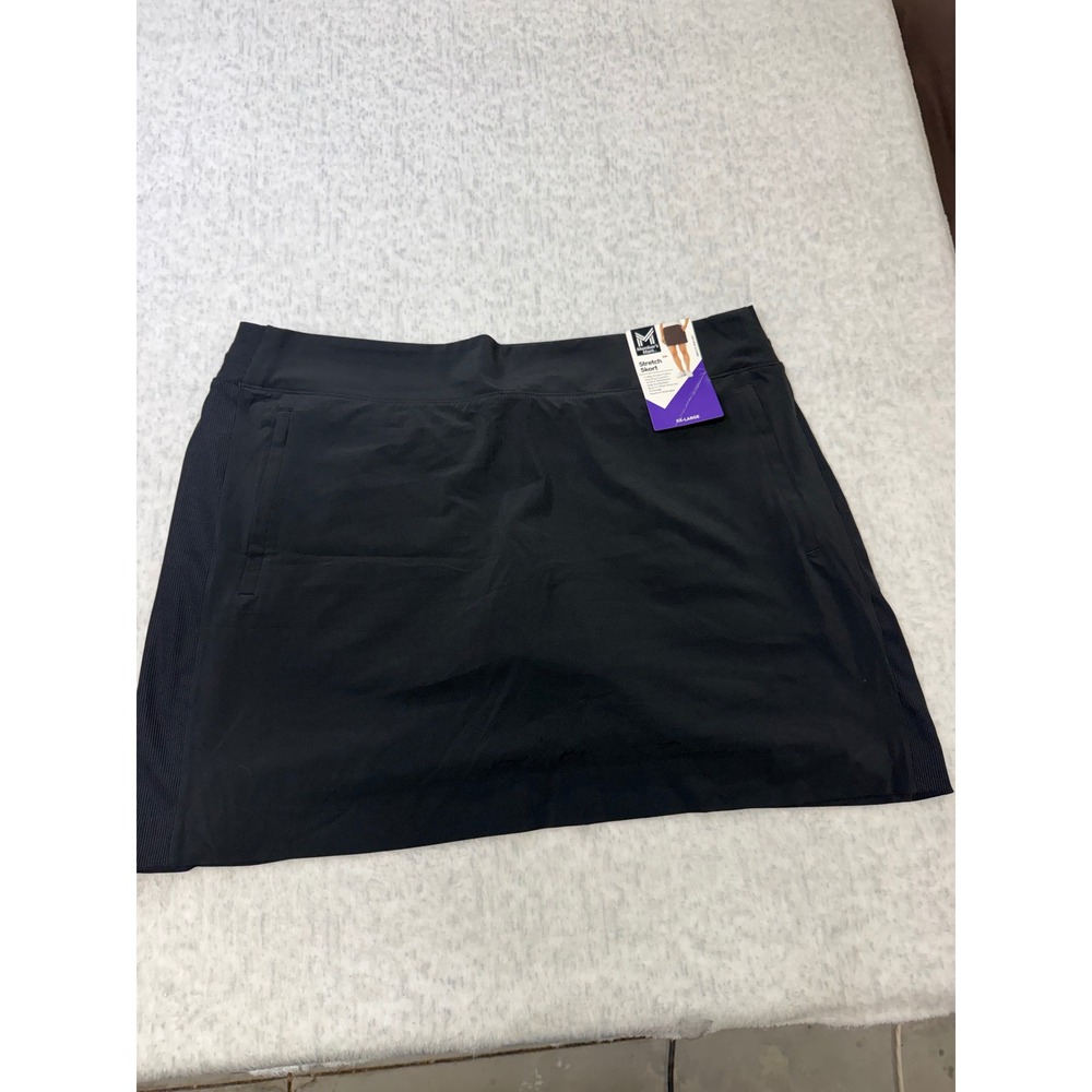 Member's Mark Womens Black Stretch Skort XXL Side Zip Pockets Mesh Liner New